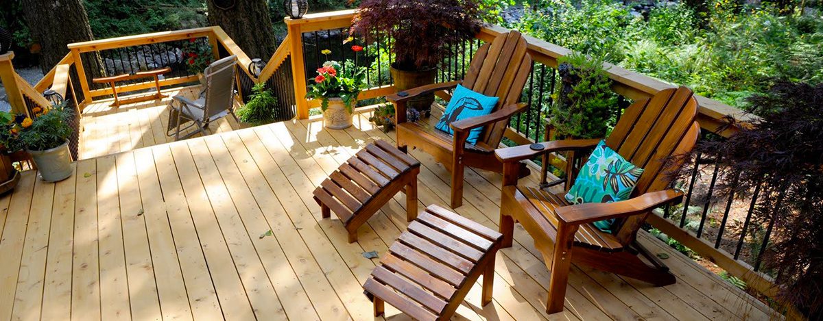 Cedar deck with Adirondack chairs